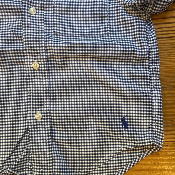 Ralph Lauren blue checkered short sleeve performance button up shirt SIZE 2T - Picture 2 of 5